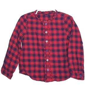 Gap Plaid Button Down Ruffle Shirt 4